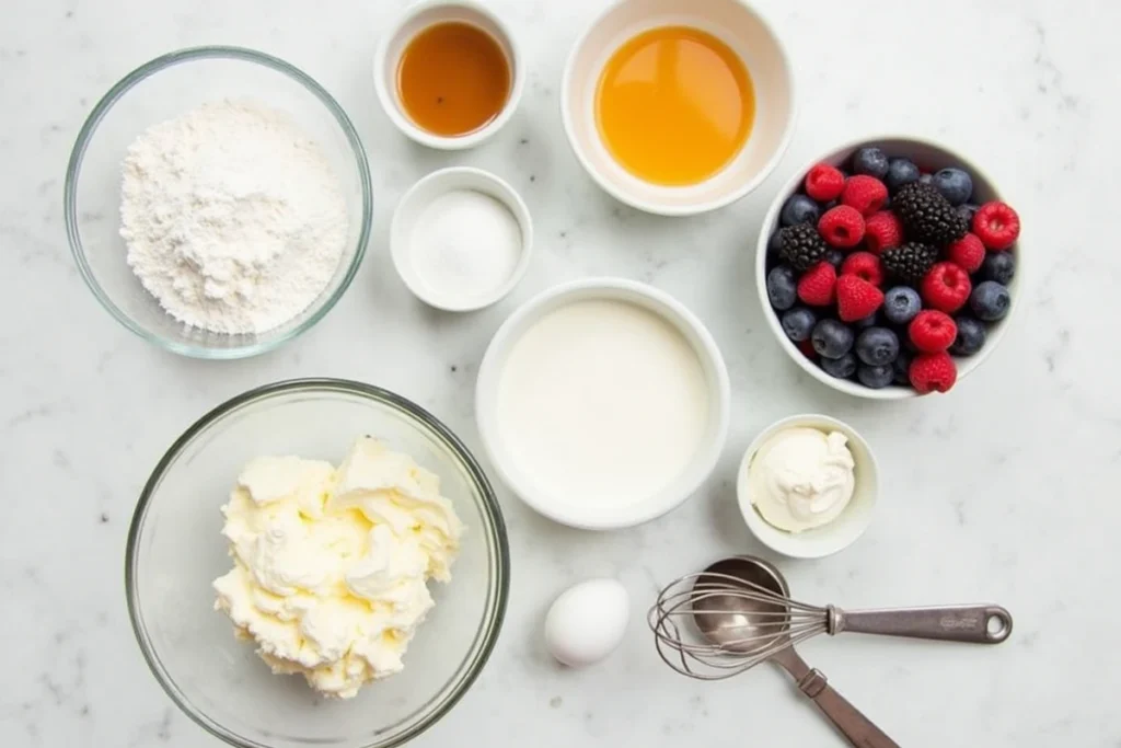 Whole Foods Chantilly Cake Recipe: Step-by-Step Guide 4 Ingredients for Whole Foods Chantilly Cake arranged on a countertop.