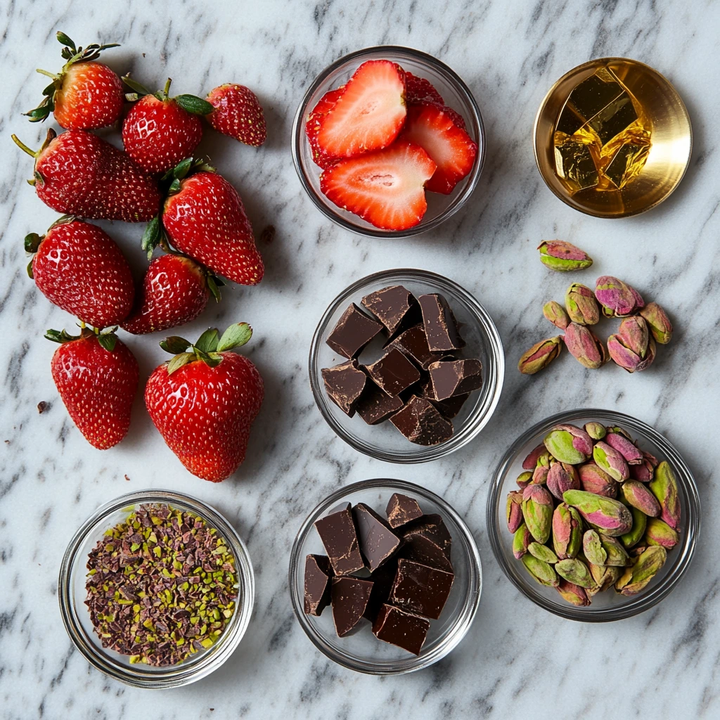 ingredients-strawberry-dubai-chocolate Ingredients for strawberry Dubai chocolate